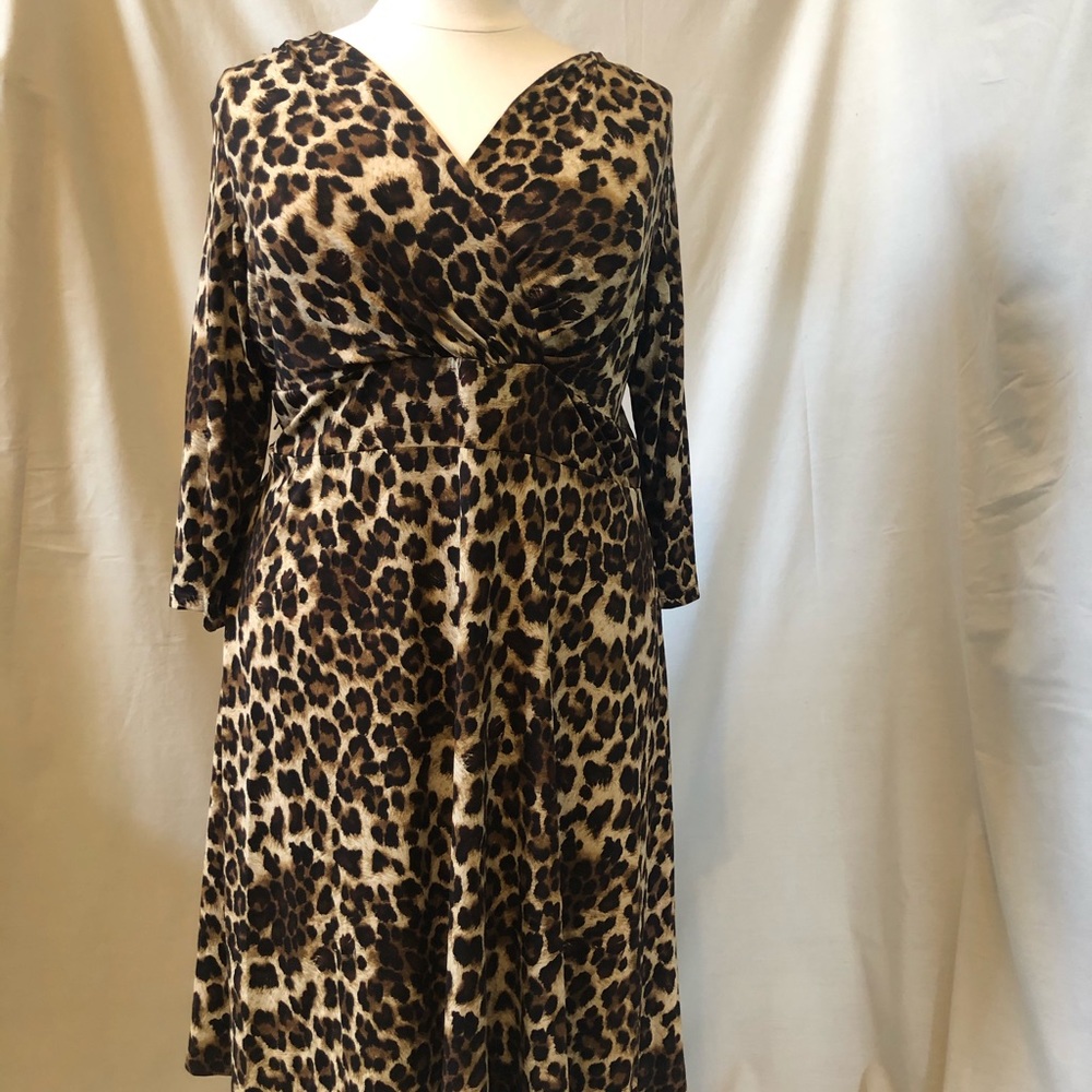 V-Neck Animal Print Dress